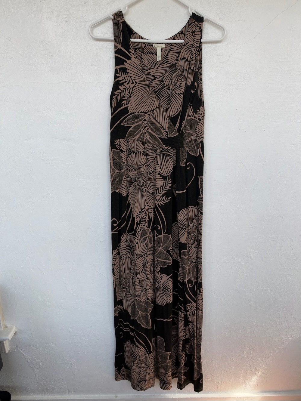 Soma Black Maxi Dress with Taupe Floral Print